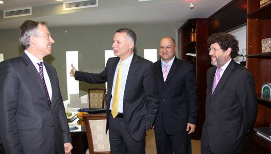 Quartet Representative Tony Blair visits Bayti offices to discuss Rawabi