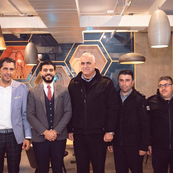 العقيد سامي حمدان، رئيس، عوض العديلي، مدير الشؤون الإدارية، محمد شكري، مدير إدارة التدريب، إياد زيدية، إدارة التفتيش، مديرية الدفاع المدني في محافظة رام الله والبيرة